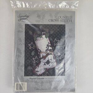 Something Special "Playful Unicorn" Counted Cross Stitch Stocking Kit Vintage